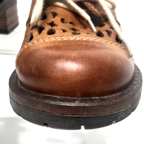 Dromedaris oxford laser cut out block heel EU36 Kaya tan brown - Picture 8 of 16